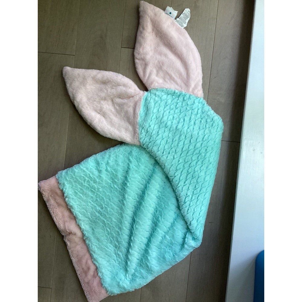 Authentic Kids Mermaid Tail Sleeping Bag Blanket Pink Teal Soft Cozy Large EUC